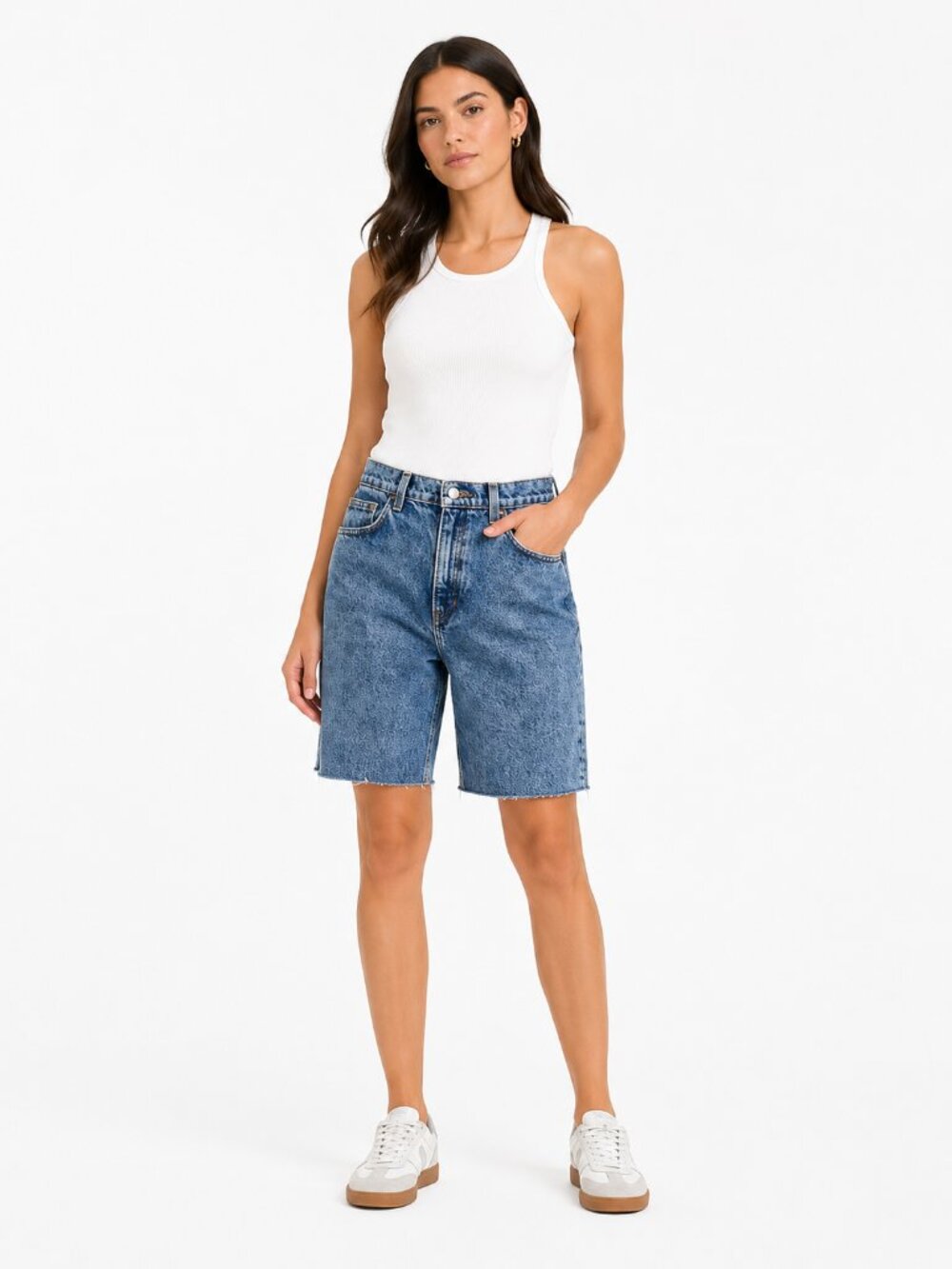 AMERICAN APPAREL DENIM DIY THE HIGH-WAIST JEANS RAW HEM SHORTS - 29